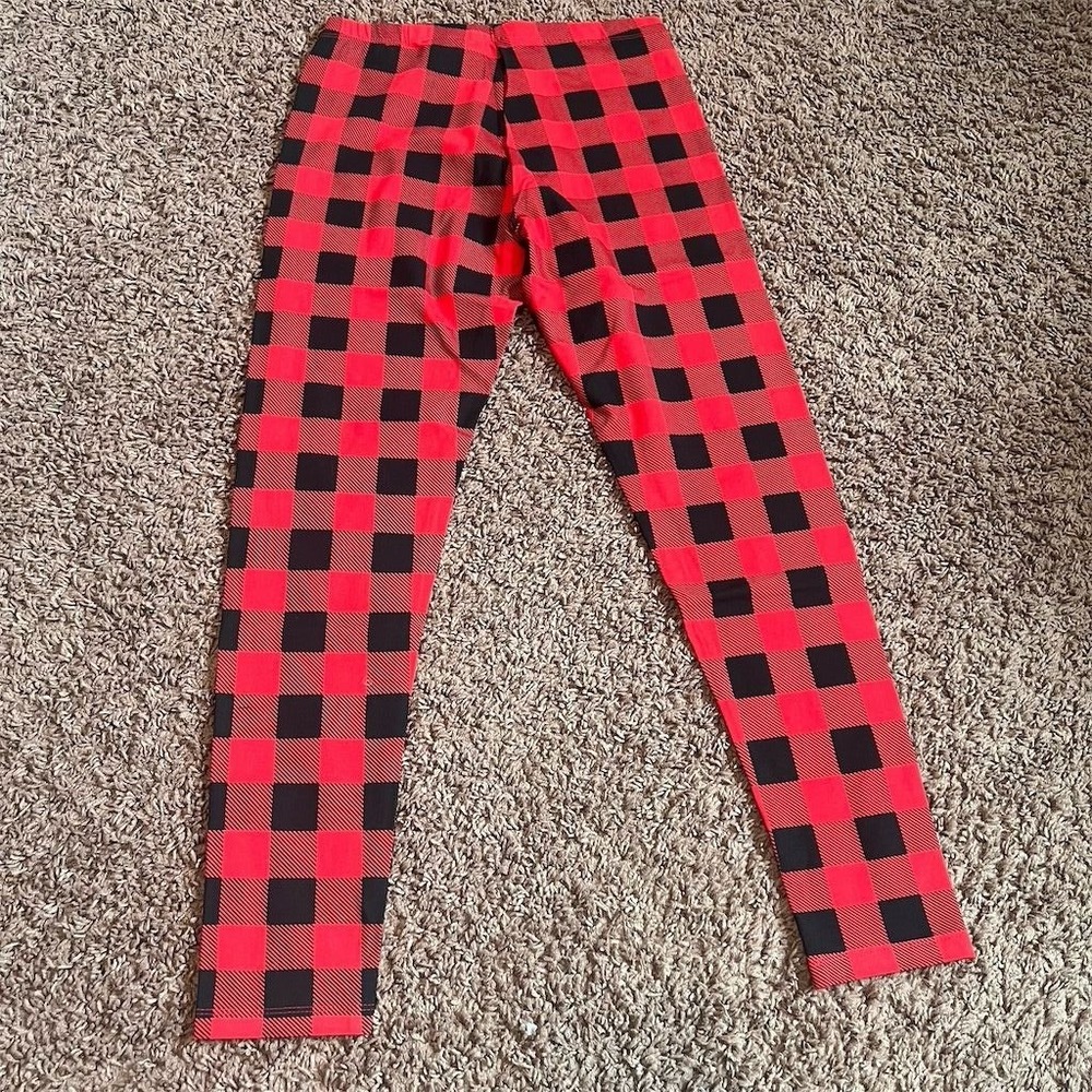 Cat & Jack Kids Size XXL Red Buffalo Plaid Leggings Casual Fall Wear NWT - Picture 6 of 7